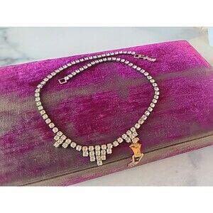 D'Ver's NY Prong Set Clear Rhinestone Choker Necklace Vintage Costume Jewelry